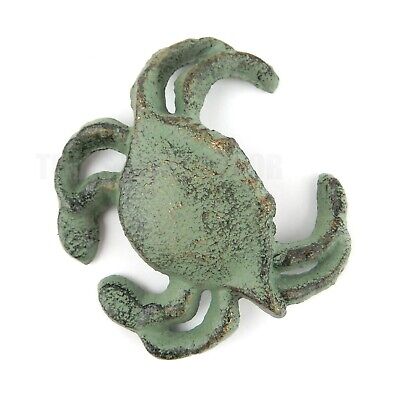 Small Crab Cast Iron Figurine Statue Verdigris Patina Finish Nautical Decor 3.5"