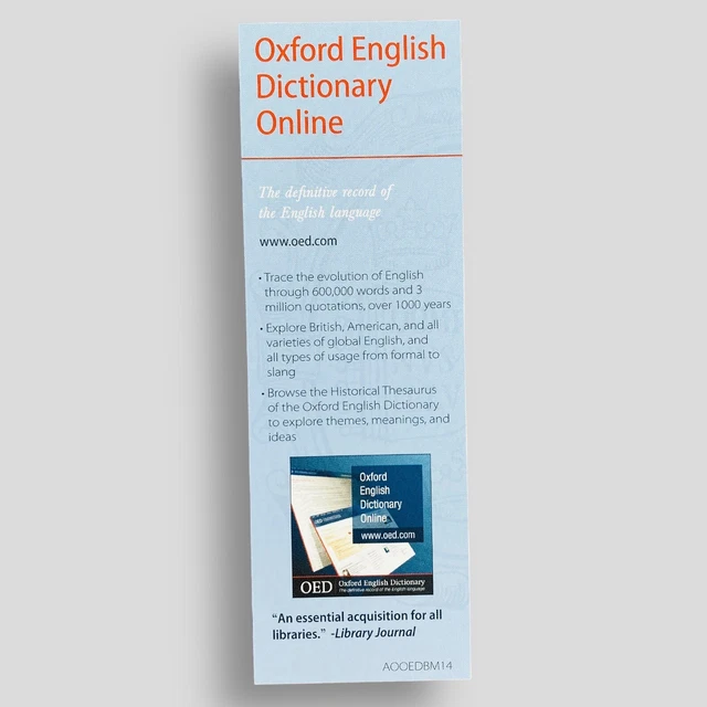 Oxford English Dictionary Inline Collectible PROMOTIONAL BOOKMARK -not the book