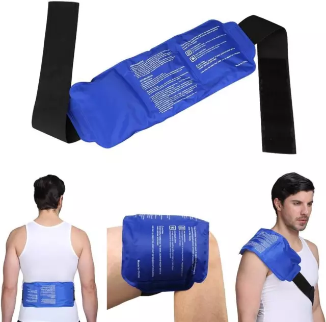 Back Ice Gel Pack,  Reusable Gel Ice Pack with Strap Hot Cold Therapy for Back, 2