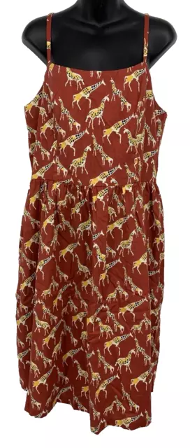 Horrockeses Fashions Joanie Dress Shift Tank Size 16 Safari Giraffe Brown Pocket