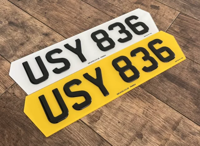 3D Gel Hex Number Plates Road Legal Mot Legal Gloss Black Acrylic 6 Digit