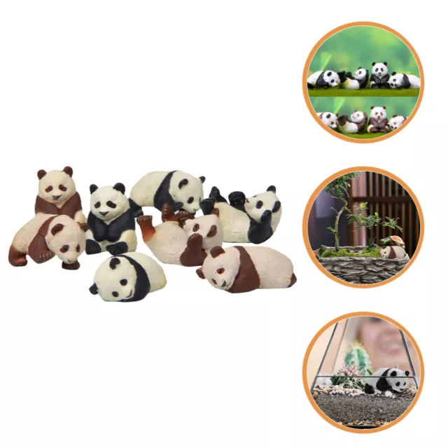 8 piezas Estatuilla de panda adorno de automóvil