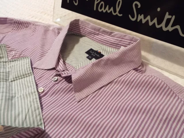 PAUL SMITH Mens Shirt 🌍 Size XL (CHEST 46") 🌎 RRP £95+ 🌏 STRIPED & CONTRASTS