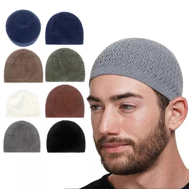 Casual Knitted Muslim Men Prayer Hats Winter Warm Beanies Cap Islamic Rama^CE