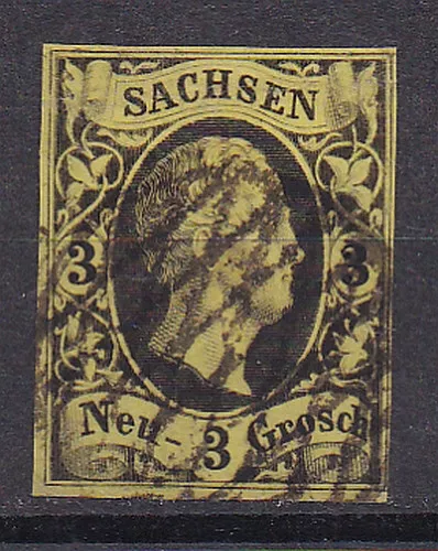 Altdeutschland-Sachsen 1851, Mi.Nr.6 mit Vollgitterstempel
