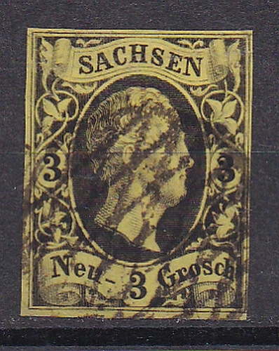 Altdeutschland-Sachsen 1851, Mi.Nr.6 mit Vollgitterstempel