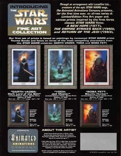 Animated Animations STAR WARS FINE ART COLLECTIONS sell sheet 2004 Tsuneo Sanda