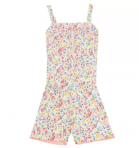 Baby Girls ex M&S Playsuit Pintuck Floral New  Ages 12-18m  Summer Outfit All in