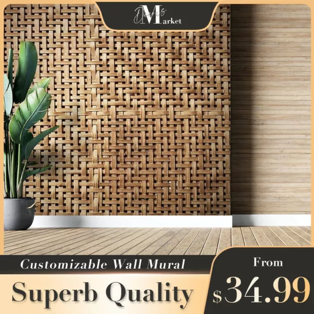 Rattan Pattern Texture Wood 3D Wall Mural Bedroom Removable Wallpaper Murals