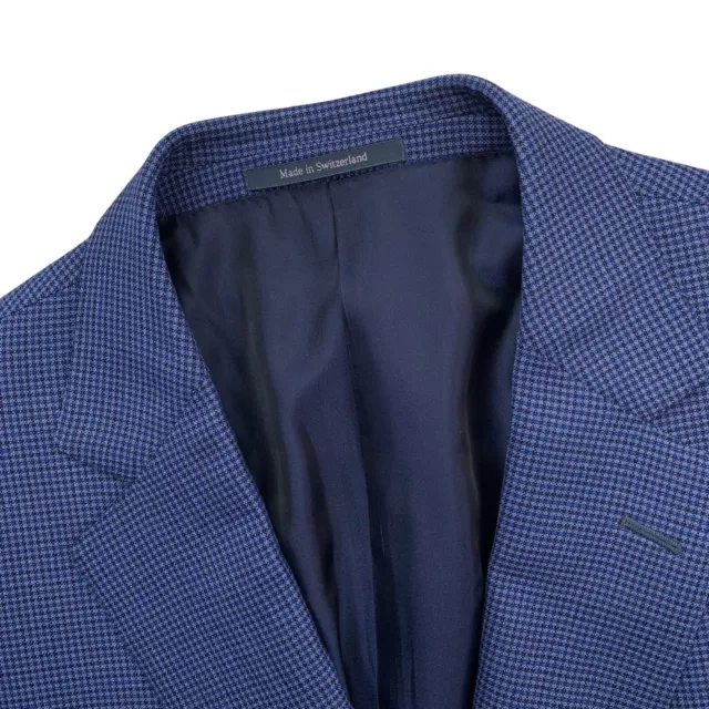 Mens 44 R Ermenegildo Zegna Bright Blue Mini Plaid Wool Blazer Rom Fit