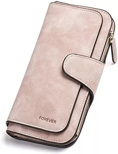 Cartera de Cuero para Mujer Larga Monedero Rosa