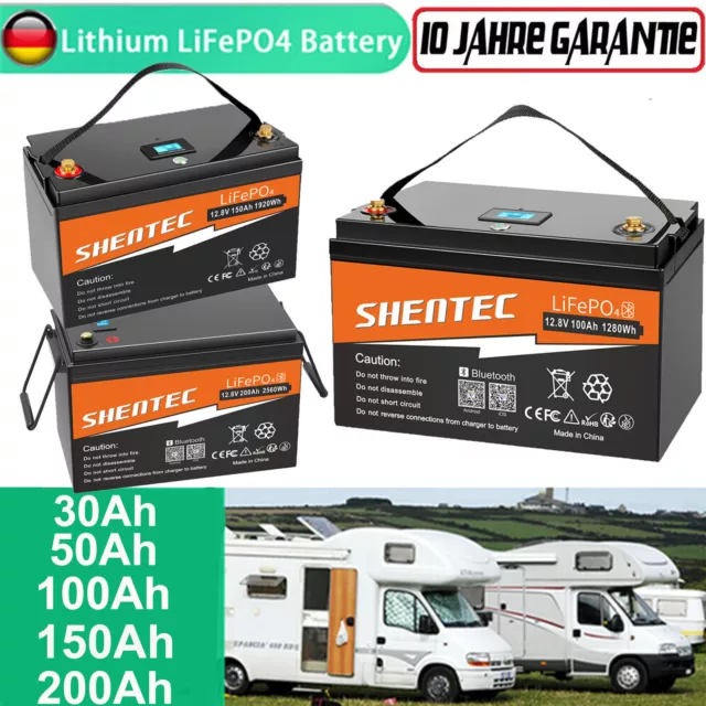 12V 200Ah LiFePO4 Akku Lithium Batterie BMS für Wohnmobil Boot RV Solarbatterie