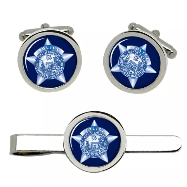 Chicago Police Cufflinks and Tie Clip Set Chicago Police Cufflinks and Tie Clip Set