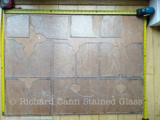 16 Pilkington hammered spares for leaded light stained glass window door. A1285h