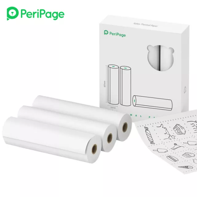 PeriPage 107 x 30mm Notes Thermal Paper Roll BPA-Free Friction-proof E6O8