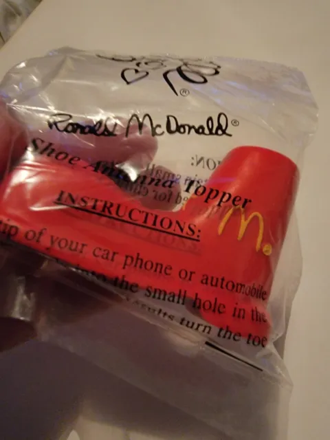 NOS Vintage McDonalds Red Ronald McDonald Clown Shoe Antenna Topper, NIP