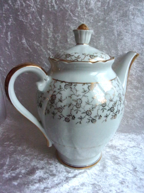 GRANDE ANCIENNE CAFETIERE En Veritable Porcelaine F.d. France Blanc Et