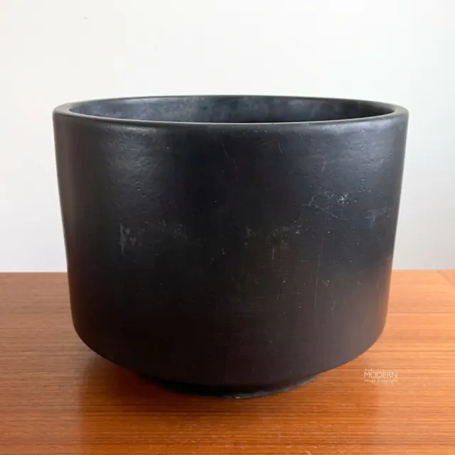 Gainey Ceramics C-12 Matte Black Modern Cylinder Planter California Pottery MCM