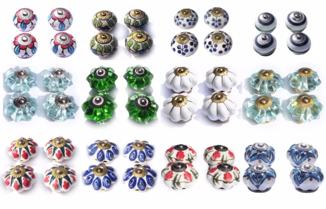 Ceramic Knobs Glass Pulls Handles for door drawer Cabinets Cupboard Wardrobe x 4