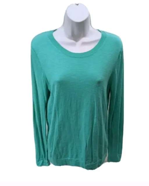 J CREW Teddie Sweater Womens M Long Sleeve Pullover Sweater Green Cotton