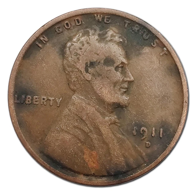 1911-D Lincoln Wheat Cent Penny F Fine Copper
