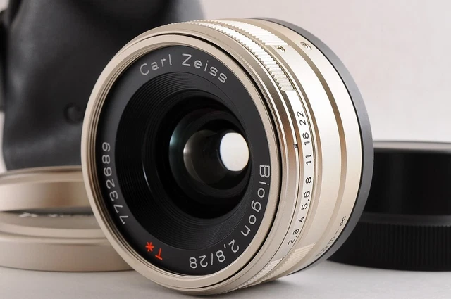 【 Beste Mint +】 Contax Carl Zeiss Biogon T 28mm F/2.8 Linse + Metall Kapuze GG-1