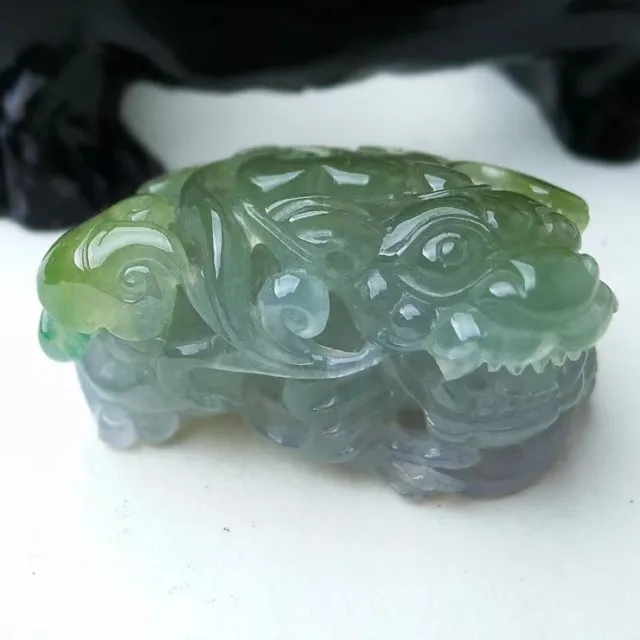 100% Natural Emerald  Icy Yellow Green Jadeite Jade Pendant Grade A Pixiu YX0322