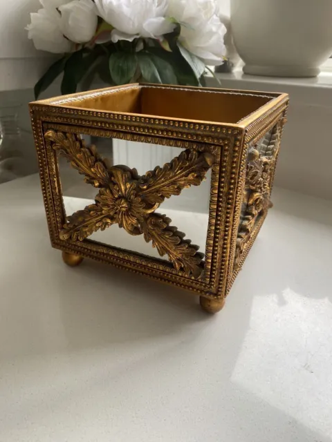 French Louis XVI Style Gilt Mirror Box  Xmas Opulent decor Table Centre