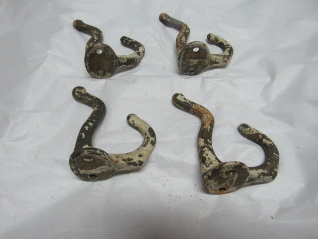 Set Of 4 Vintage School House, Closet, Coat Room, Farmhouse, Hooks Cast Iron 3