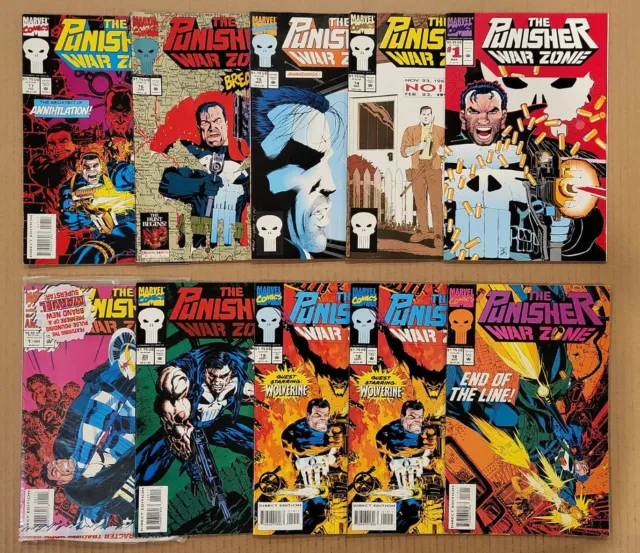 Punisher War Zone #1,14-20 plus Annual 1 Lot of 10 Marvel 1992 VF/NM avg