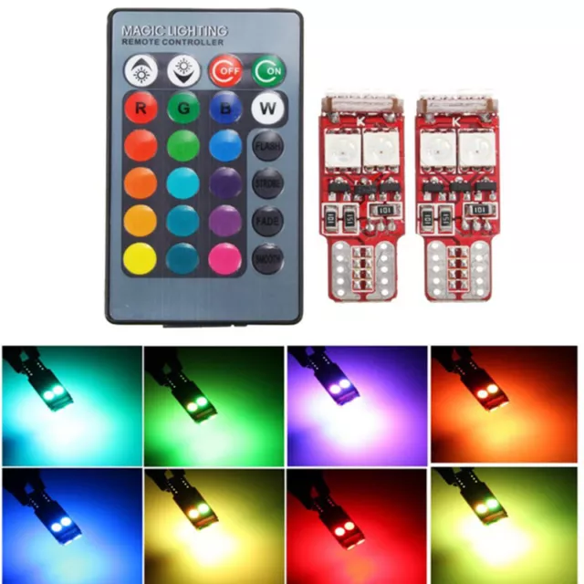 3X(2pzs T10 W5W LED RGB Luces de control remoto Bombilla indicadora Lampara3530 2