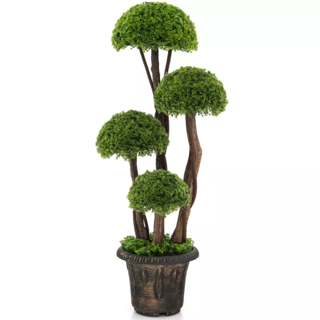 Topbuy 3 FT Artificial Cedar Topiary Tree Indoor & Outdoor Fake Topiary Cypress