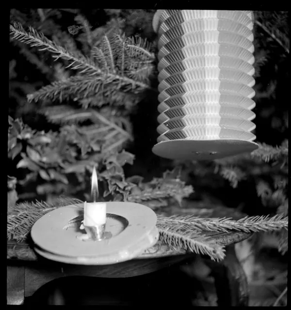 Christmas Tree Candle Lamp Decoration - Antique Photo Negative Year. 1940