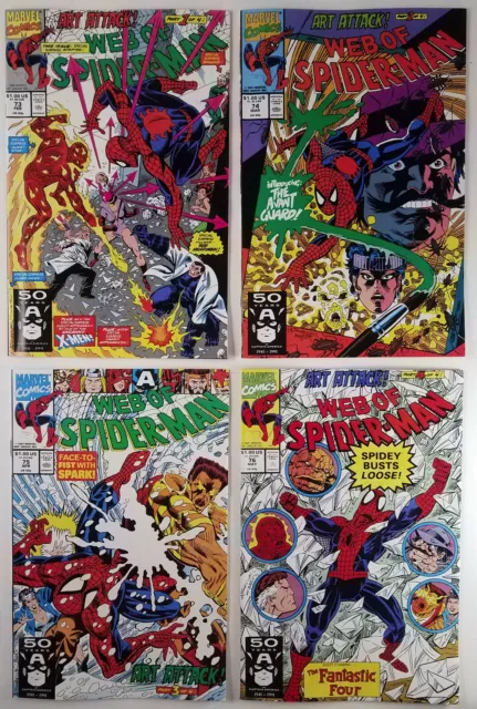 (4x) Web of Spider-Man: "The Complete - Art Attack" #73 #74 #75 #76 Marvel Key