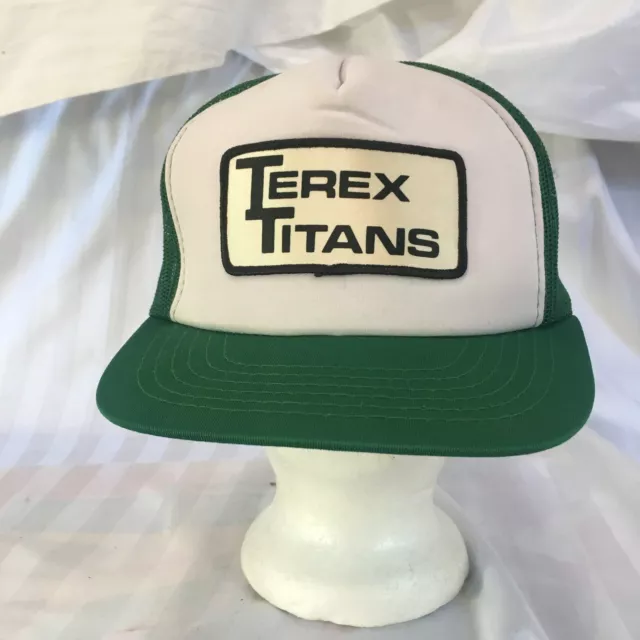 Baseball Cap Hat Terex Titans Green & White Mesh Foam Trucker Retro Vintage