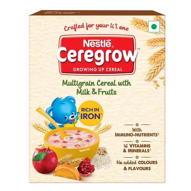 Cereal multigrano Nestlé CEREGROW Growing Up con leche y frutas, 300 g