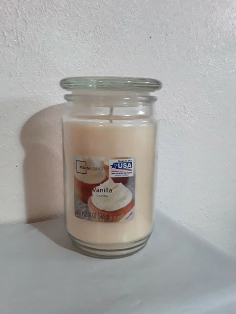 Mainstays Vanilla Scented Single-Wick Large Glass Jar Candle With Lid 20oz
