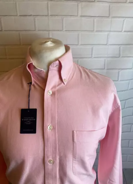 Camicia Charles Tyrwhitt rosa Oxford MEDIUM 15,5" vestibilità regolare polsino con bottoni