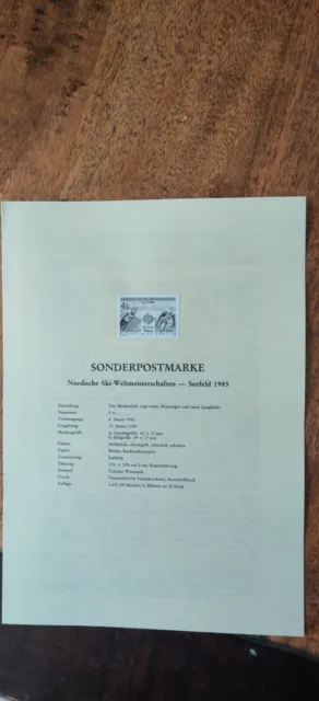 Sonderpostmarke Schwarzdruck anl. der nord. Ski WM 1985