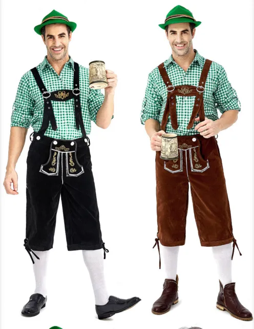 Oktoberfest Mens Lederhosen Bavarian Shorts Traditional German Suspender Wear
