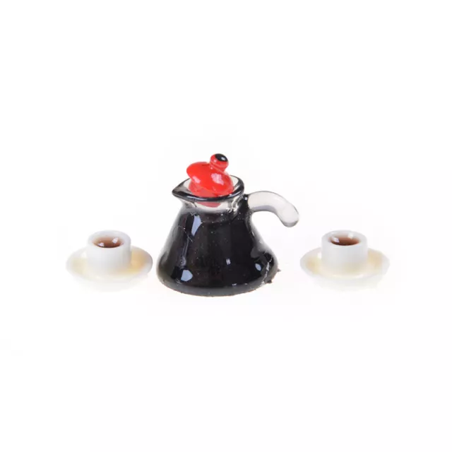 3Pcs Coffee Pot Cup and Saucer Set Dollhouse Miniature Home Decor  SEB0USMBU SN❤