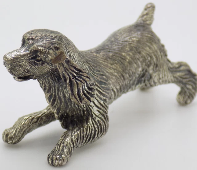 Vintage IN Argento Massiccio Italiano Fatto Dettagliato Corsa Cane Statuina