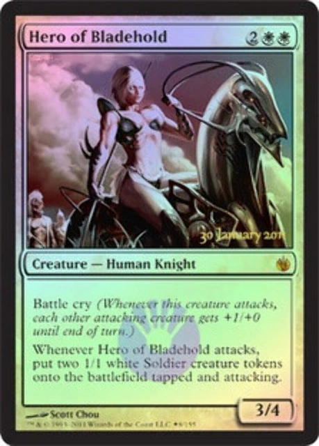 MTG FOIL Hero of Bladehold Prerelease Mirrodin Besieged  – Promo: Date Stamped C