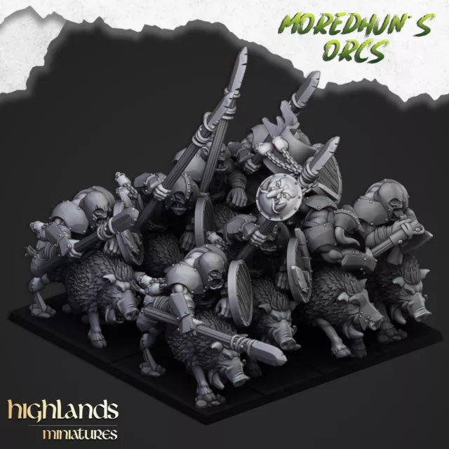 Orc Boar Boys with Spears for Fantasy Wargaming by Highland Miniatures