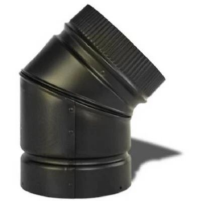 Tubo de estufa de doble pared DSP, 6 pulgadas, acabado negro mate codo 45 grados -DSP6E4-1
