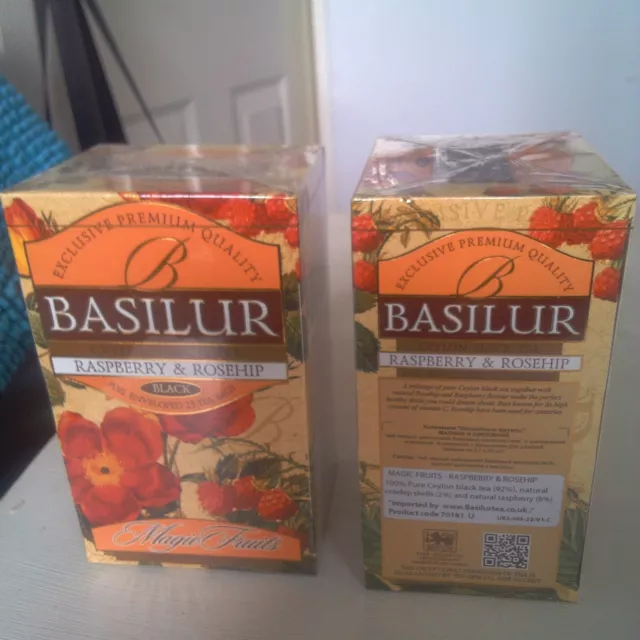 basilur teabags Raspberry And  Rosehip Two Boxes Of  25 Tea Bags