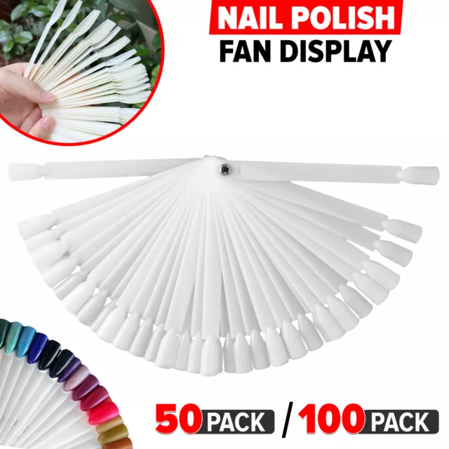 100 Pack Nail Art Tips Pop Stick Display Fan Fashion Starter Ring Clear DIY