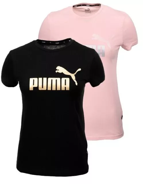 PUMA T-Shirt ESS + Logo Métallique Tee Fitness Sports Training Femme