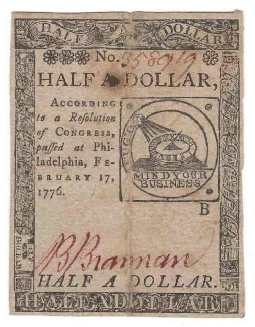 February 17, 1776 Half Dollar Continental Currency CC-21