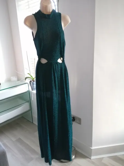 Ladies River Island stunning sparkly emerald evening dress, size 10, brand new